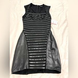 Sky Genuine Leather Paneled Dress